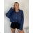 Bunda oversize dlouhý rukáv dámská (S/M/L ONE SIZE) ITALSKÁ MÓDA IMSM2600423/DUR S/M/L tmavě modrá