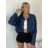 Bunda oversize dlouhý rukáv dámská (S/M/L ONE SIZE) ITALSKÁ MÓDA IMSM2600423/DUR S/M/L tmavě modrá