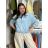 Bunda oversize dlouhý rukáv dámská KAILA (S/M/L/XL ONE SIZE) ITALSKÁ MÓDA IMC26081/DUR S/M/L světle modrá