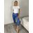 Kalhoty letní dlouhé riflové dámské (S/M/L ONE SIZE) ITALSKÁ MÓDA IMD2600012/DUR S/M/L modrá