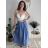 Langärmlige Tunika für Damen (S/M/L EINHEITSGRÖSSE) ITALIAN FASHION IMWCP25NEAPOL blau S / M / L