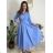 Šaty dlouhé košilové 3/4 dlouhý rukáv dámské KONSTANCE (S/M/L ONE SIZE) ITALSKÁ MÓDA IMPDY264885