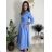 Šaty dlouhé košilové 3/4 dlouhý rukáv dámské KONSTANCE (S/M/L ONE SIZE) ITALSKÁ MÓDA IMPDY264885