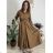 Šaty dlouhé košilové 3/4 dlouhý rukáv dámské KONSTANCE (S/M/L ONE SIZE) ITALSKÁ MÓDA IMPDY264885