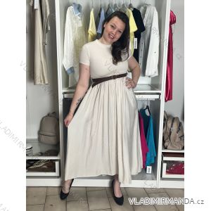 Šaty dlouhé letní s páskem krátký rukáv dámské KARLA (S/M/L ONE SIZE) ITALSKÁ MÓDA IM426000326