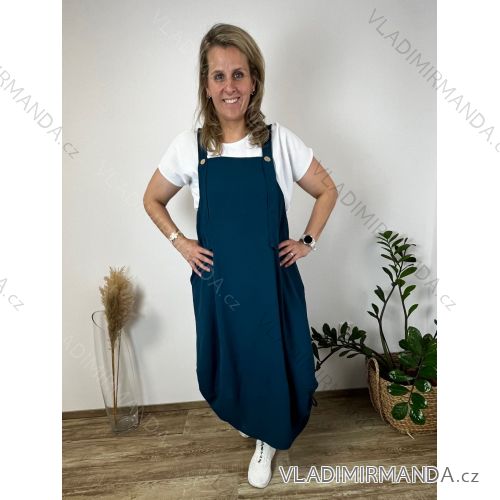 Šaty s laclem letní stahovací s kapsami na ramínka dámské nadrozměr IVONA (40/42/44 ONE SIZE) ITALSKÁ MÓDA IMC26000327