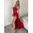 Šaty dlouhé letní na ramínka dámské (XS/S/M ONE SIZE) ITALSKÁ MÓDA IMPBB24B24780/DUR červená XS/S/M