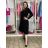 Women's Long Summer Muslin Short Sleeve Dress (S/M/L ONE SIZE) ITALIAN FASHION IM424404 M / L black