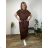 Long elegant summer dress with belt, short sleeves, women's oversized (46/48/50 ONE SIZE) ITALIAN FASHION IM426175  black