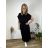 Long elegant summer dress with belt, short sleeves, women's oversized (46/48/50 ONE SIZE) ITALIAN FASHION IM426175  black