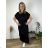 Long elegant summer dress with belt, short sleeves, women's oversized (46/48/50 ONE SIZE) ITALIAN FASHION IM426175  black