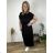Long elegant summer dress with belt, short sleeves, women's oversized (46/48/50 ONE SIZE) ITALIAN FASHION IM426175  black