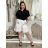 Long Jumpsuit with Pendant 3/4 Long Sleeve Women's Plus Size (50-58) ITALIAN FASHION IMWEC24016  black