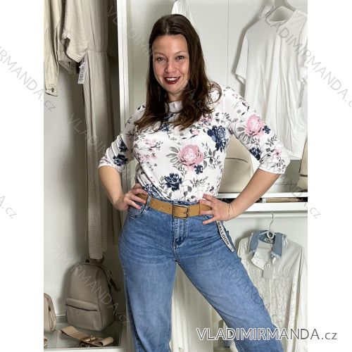 Tričko s 3/4 rukávem dámské TAMARA  (M/L/XL ONE SIZE) ITALSKá MóDA IM518079-1/DUR M/L/XL bílá