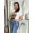 T-Shirt Kurzarm Damen (uni sl) ITALIENISCHE Mode IM518106  weiß