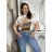 T-Shirt Kurzarm Damen (uni sl) ITALIENISCHE Mode IM518106  weiß