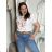 T-Shirt Kurzarm Damen (uni sl) ITALIENISCHE Mode IM518106  weiß