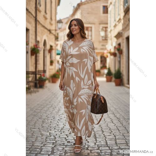Šaty letní krátký rukáv dámské nadrozměr (48/50/52 ONE SIZE) ITALSKá MóDA IMD26091