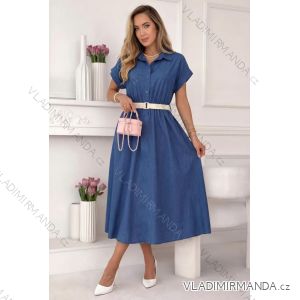 Šaty košilové s páskem krátký rukáv dámské (M/L/XL ONE SIZE) ITALSKá MóDA IMD26092