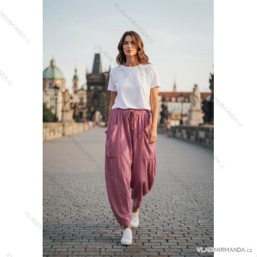Nohavice dlhé letní dámske nadrozměr (44/46/48 ONE SIZE) TALIANSKA MÓDA IMD26097