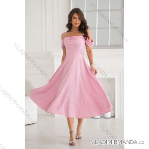 Glittery elegant party dress with geometric neckline on straps for women (34-46) POLISH FASHION PMLBC24320-20