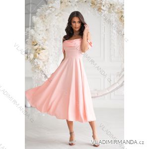 Glittery elegant party dress with geometric neckline on straps for women (34-46) POLISH FASHION PMLBC24320-20