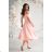 Glittery elegant party dress with geometric neckline on straps for women (34-46) POLISH FASHION PMLBC24320-20 růžová meruňková 34