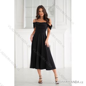 Glittery elegant party dress with geometric neckline on straps for women (34-46) POLISH FASHION PMLBC24320-20