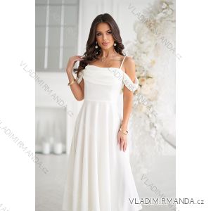 Glittery elegant party dress with geometric neckline on straps for women (34-46) POLISH FASHION PMLBC24320-20
