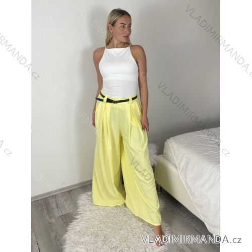 Kalhoty elegantní dlouhé s páskem dámské MISEL (S/M/L ONE SIZE) ITALSKÁ MÓDA 	 IMPVN262465