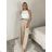 Kalhoty elegantní dlouhé s páskem dámské MISEL (S/M/L ONE SIZE) ITALSKÁ MÓDA 	 IMPVN262465/DUR S/M/L béžová