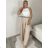 Kalhoty elegantní dlouhé s páskem dámské MISEL (S/M/L ONE SIZE) ITALSKÁ MÓDA 	 IMPVN262465/DUR S/M/L béžová