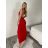 Šaty dlhé spoločenské na ramienka dámske (S/M/L ONE SIZE) TALIANSKA MÓDA IMPLP2365360011A červená S/M/L