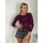 Tričko dlouhý krátký rukáv dámske LATINA(S/M  ONE SIZE) TALIANSKA MÓDA IMPDY2628031/DUR vínová S/M