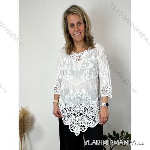 Cotton lace tunic 3/4 sleeve women (uni s / l) ITALIAN FASHION IMB22ROSA