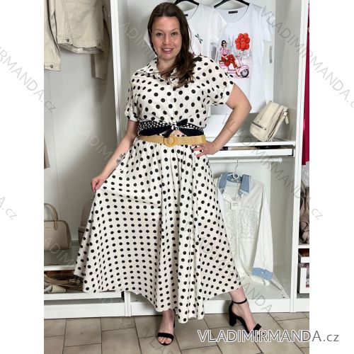 Sukňa puntikatá dlhá s páskem dámska (S/M/L ONE SIZE) TALIANSKA MÓDA IMM26M6891