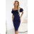 599-3 CARMEN Fitted midi dress in Spanish style - navy blue L dark blue