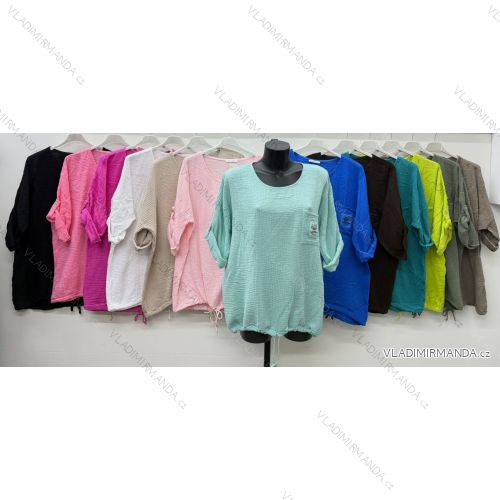 Tunika mušelín 3/4 dlouhý rukáv dámská nadrozměr (46/48/50 ONE SIZE) ITALSKÁ MÓDA IM426184