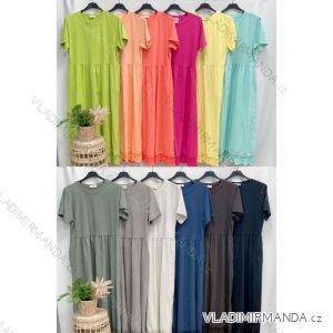 Long elegant summer dress with belt, short sleeves, women's oversized (46/48/50 ONE SIZE) ITALIAN FASHION IM426175