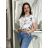 Tričko s krátkým rukávem dámské květované  (S/M/L/XL ONE SIZE) ITALSKá MóDA IM526000356-2/DUR M/L bílá