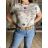 Tričko s krátkým rukávem dámské květované  (S/M/L/XL ONE SIZE) ITALSKá MóDA IM526000356