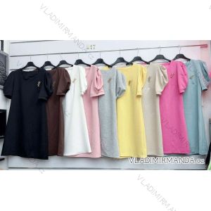 Šaty elegantní krátký rukáv s řasením dámské (S/M/L) italská moda IMWAX260001