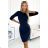 Elegant formal dress with 3/5 sleeves for women (S-XL) Polish fashion NMC-420-4/DR dark blue XL