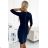 Elegant formal dress with 3/5 sleeves for women (S-XL) Polish fashion NMC-420-4/DR dark blue XL