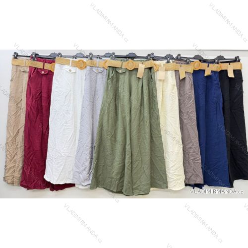 Kalhoty  letní s páskem dámské (S/M/L ONE SIZE) ITALSKÁ MÓDA IM426199
