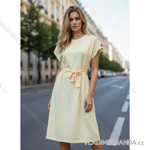 Šaty letní  krátký rukáv dámské (S/M/L ONE SIZE) ITALSKÁ MÓDA IM426204