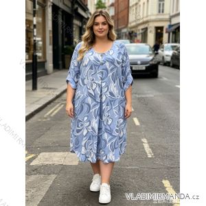 Šaty letní krátký rukáv dámské nadrozměr (50/52/54 ONE SIZE) ITALSKÁ MÓDA IM426205