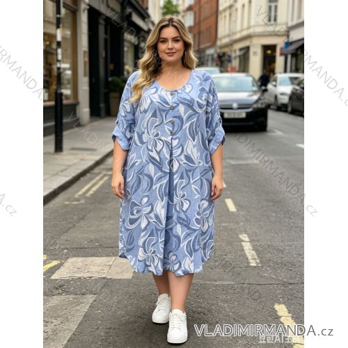Šaty letné krátky rukáv dámske nadrozmer (50/52/54 ONE SIZE) TALIANSKA MÓDA IM426205
