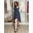 Šaty elegantní bez rukávu s páskem dámské (S/M/L ONE SIZE) italská moda IMWBJ260001/DUR S/M/L tmavě modrá