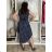 Šaty elegantní bez rukávu s páskem dámské (S/M/L ONE SIZE) italská moda IMWBJ260001/DUR S/M/L tmavě modrá